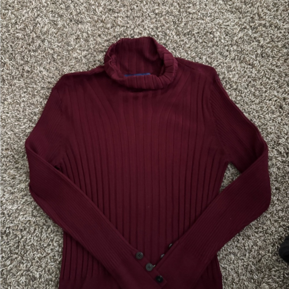 Women's Burgundy Turtleneck Sweater